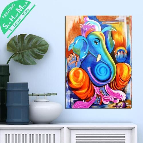1 Piece Elephant Head Buddha Ganesh HD Printed Canvas Wall Art Posters and Prints Poster Painting Framed Artwork Room Decoration