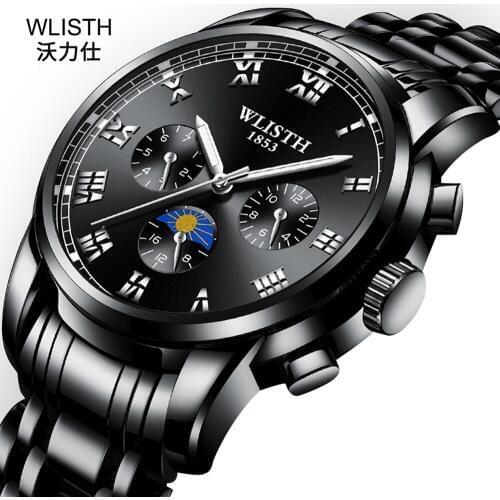 Dropshipping Mens Watch Luxury WLISTH Quartz Wristwatch Man Steel Classic Business Mens Watches Big Dial Decoration Male Clock