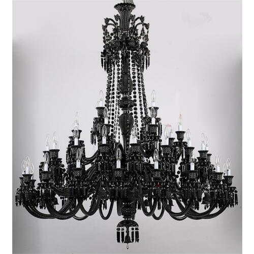 Black 44-arm hotel lobby Crystal lamp large staircase Chandelier for shopping mall Living Room Black led Chandelier Lampadario
