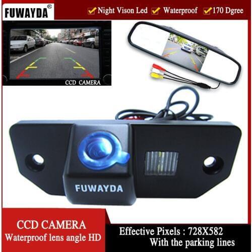 FUWAYDA Color CCD Car Rear View Camera for FORD FOCUS SEDAN (3 Carriages) Ford C-max,with 4.3 Inch Rear view Mirror Monitor