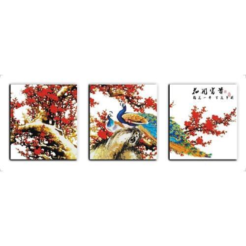 Flower blooming with wealth(2)(plum flower,triple) cross stitch kit 14ct 11ct cross stitching embroidery DIY handmade needlework