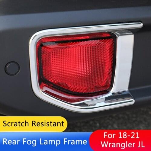 QHCP Car Rear Bumper Fog Light Decorative Cover Sticker Trims Frame Decoration For Jeep Wrangler JL 2018-2021 Exterior Accessory