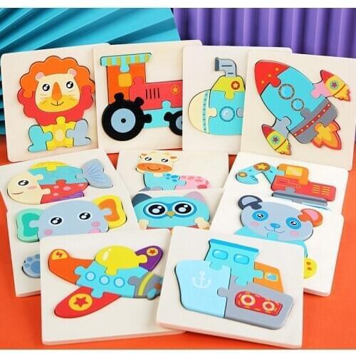 Wooden Montessori Educational Toys Children 3D Cartoons Animal Building Block Puzzle Busy Board Preschool Learning Education Toy