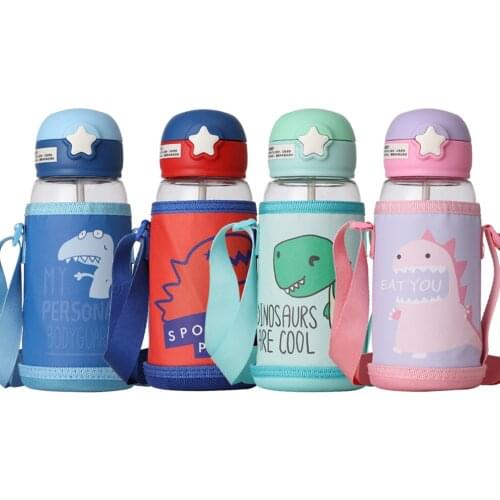 700ML Kids Water Cup Cartoon Baby Feeding Cups With Straws Leakproof Water Bottles Outdoor Portable Childrens Cups With Bag