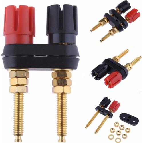 Mayitr 1 Set Dual Banana Binding Post 2 Way Female Banana Plug Socket for Speaker Amplifier Connector