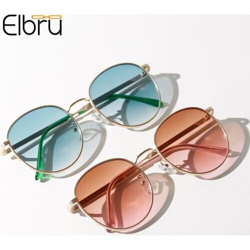 Elbru 2021 New Fashion Sunglasses Retro Ultralight Small Square Frame Driving Spectacles Clear Ocean Color Lens Sunshades Unisex