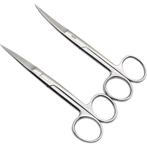 Stainless Steel Surgical Scissors Curved Scissors Straight Pointed Eye Ophthalmic Double Eyelid Scissors 10mm Stitches