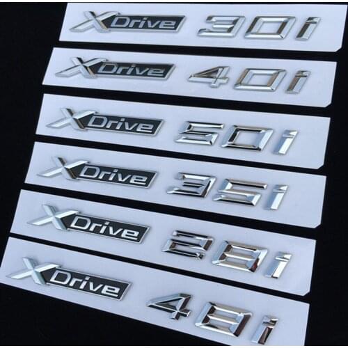 X drive Xdrive 18i 20i 25i 28i 30i 35i 40i 48i 50i Chrome ABS Trunk Number Letters Badge Emblem Car sticker for BMW X3 X5 X6 E90