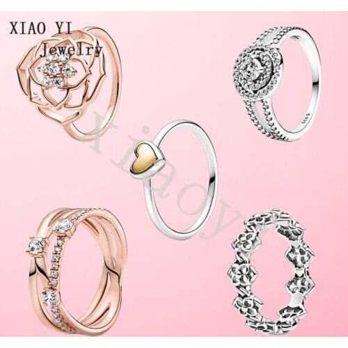 XIAOYI 2021 NEW S925 Mothers Day Rose Love Yellow Fold Ring Proposal Engagement Gift Give your girlfriend high quality jewelry