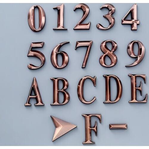 Fashion Black Red Bronze Number 5cm Modern Plaque Number House Hotel Door Address Digits Sticker Plate Sign 0-9