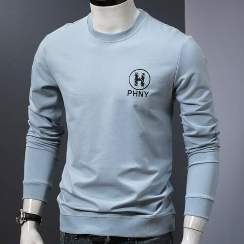 Fashion Crewneck Sweatshirts Autumn Men Casual Light Blue Oversized Tracksuit