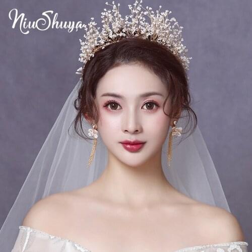 NiuShuya Elegance Headband Wedding Hair Accessories Bridal Pearl Headpieces Hairband Handmade Bridal Head Jewelry Accessories
