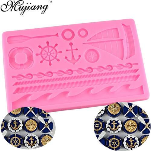 Ocean Series 3D Anchor Rudder Boat Silicone Fondant Mold Birthday Cake Decorating Tools Cupcake Candy Chocolate Gumpaste Molds