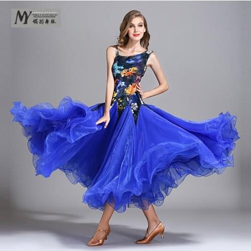 Gilrs Slanting Shoulder Dancing Dress Lady Velvet Ballroom Dance Costume Girls National Standard Dance Suit D-0319