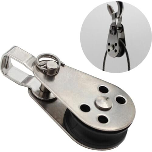 5pcs Stainless Steel Pulley Block Hanging Wire Towing Wheel Swivel Lifting Rope for Crane Marine Sailing