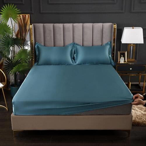Bonenjoy Queen Fittted Sheet King Size Solid Color Bed Sheets With Elastic Polyester Satin Mattress Covers (no pillowcase)