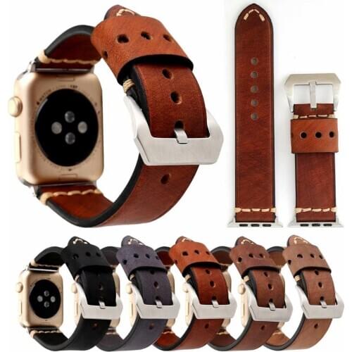 Vintage Leather Strap for Apple Watch Band 44/40mm 42/38mm Brown/Black Classic Bracelet Wristbelt for iWatch Series SE 6 5 4 3 2