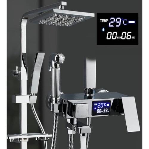 Senlesen Shower Faucet Bathroom All-copper Intelligent Digital Display Pressurized Shower Hot and Cold Faucet Household