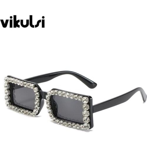 Brand Luxury Full Crystal Sun Glasses Women Vintage Metal Rhinestone Shades Small Square Sun Glasses Female Men Zonnebril Dames