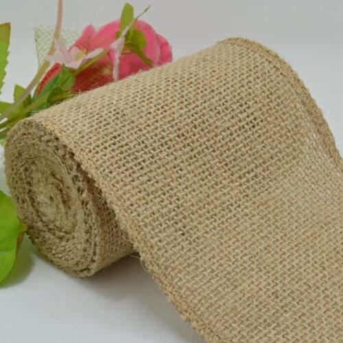 6" Wide Rustic Wedding Natural Jute Ribbon Burlap Fabric Hessian Linen Roll Gift Wrap Tablecloth Wedding Decorative Accessories