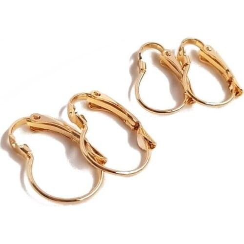 10PCS Spring Ear Hook 14k Gold Plated DIY Earrings for Jewelry Findings Making Supplies ComponentsHandmade Brass Accessories