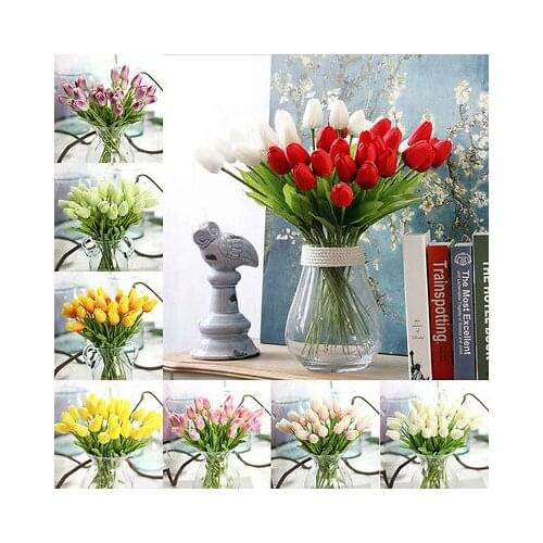 1pcs Artificial False Tulip Flowers Plastic Fake Flower Leaf Garden Room Home Wedding Party Decor