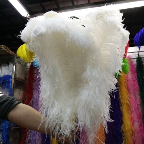 Wholesale 10 pcs "Thick Stem" Male Ostrich Feathers White 30-32inches/75-80cm Wedding Birthday Christmas Decoration
