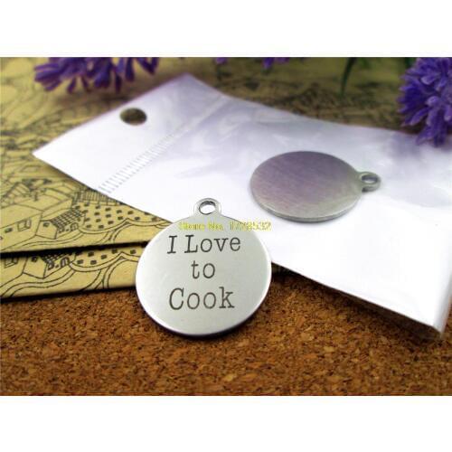 10pcs-stainless steel Charms "I love to cook" DIY Charms Pendants for necklace/bracelet/keychain DIY jewelry