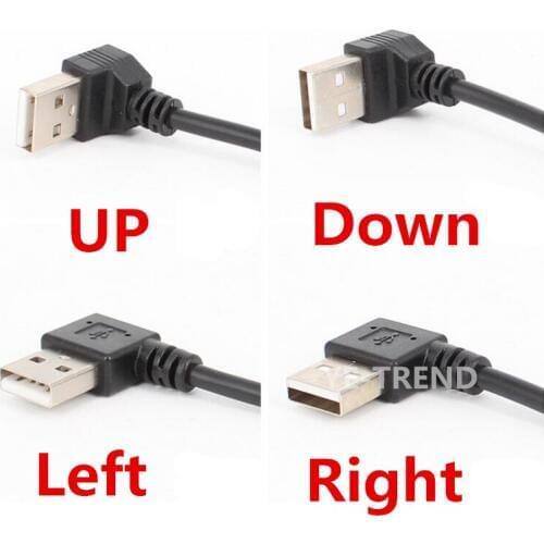 100pcs/ot 90 Degree Right angle USB 2.0 Data Charging Cable A Male to A Female Cable USB3.0 Cable Adapter For PC Upper Down