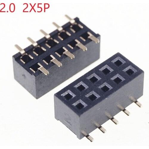 1000pcs 2x5 P 10 Pin 2.0 mm Pin Header Female Dual row SMT PCB surface Mount SMD reflow solderable locating post peg