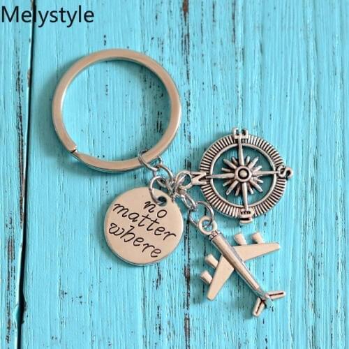 2019 Love Travel Charm Airplane Keychain Globe Compass Passport keyring Best Friends Gift Key Chains Key Rings Wanderlust Travel