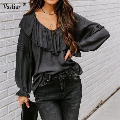 2021 Ruffles Women Blouse Shirt Sexy V Neck Lantern Sleeve Ladies Shirts Casual Office Work Elegant Tops Plus Size Clothes