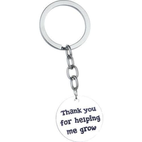 36PC Thank You For Helping Me Grow Keyrings Round Pendant Keychains Dad Mom Teachers Jewelry Thanksgiving Gifts Key Ring Keyfob