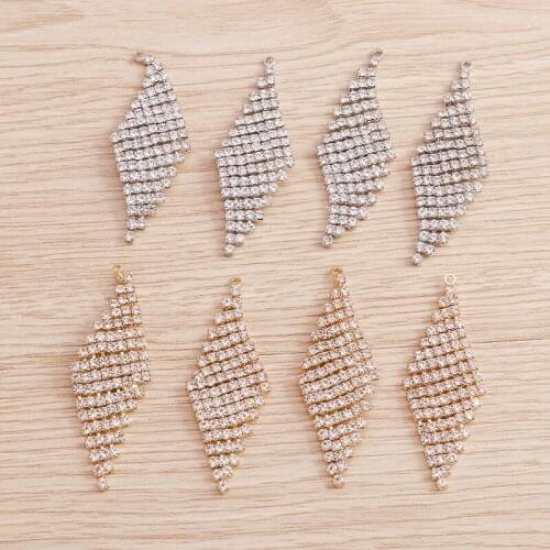 5pcs 18*51mm Shining Crystal Rhombus Charms for Necklaces Earrings DIY Luxurious Pendants Charms Jewelry Handmade Findings