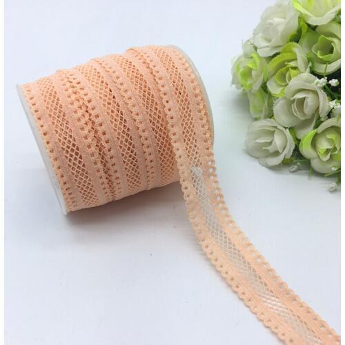 5yards/lot 5/8"(16mm) Light pink Bilateral Lace Grid Fold Over Elastic Spandex Lace Band Ties Hair Accessories Lace Trim
