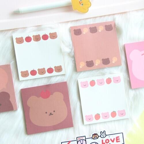 50 Sheets Cute Apple bear Sticky Notes Post Notepad Memo Pad Creative Stationery Office School Supplies Accessories