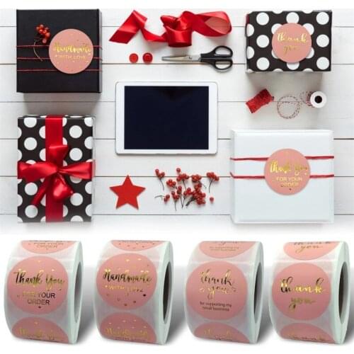 500pcs Pink Envelope Sealing Labels Sticker Round Business Label Stickers Thank You Stickers Packaging Seal Labels Stationery