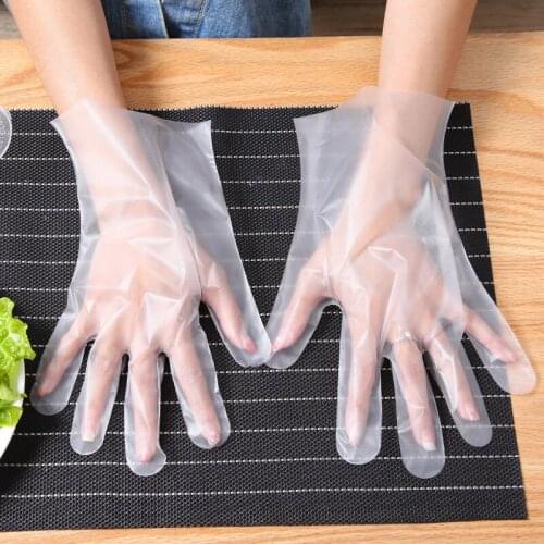 Safety Non-slip Transparent Dustproof Disposable Gloves 100 Packs Removable Food Grade Multi-purpose Plastic Gloves Thickened