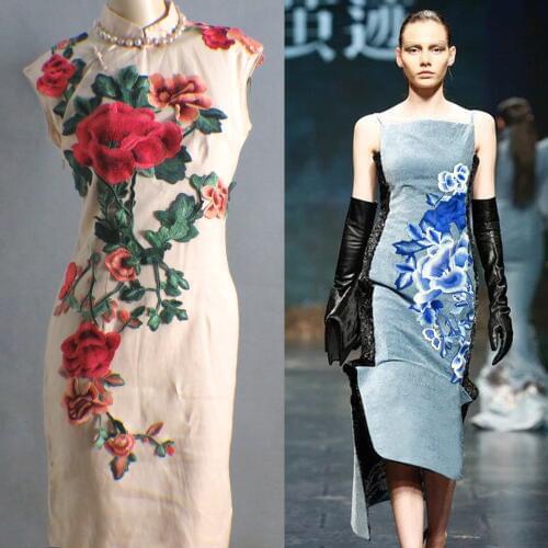 Big size flower 3pcs/set patch embroidered Applique Diy sew on fashion decoration patches for clothing parches para la ropa