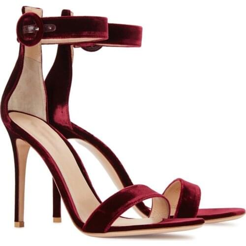 Concise Wine Red Leather claret Sandals Woman claret Color Summer Open Toe Sandals Women Gladiator Shoes