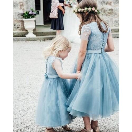 Flower Girl Birthday Banquet Half sleeve Lace Dress Elegant Girls Wedding First Communion For Girls Pageant Dresses