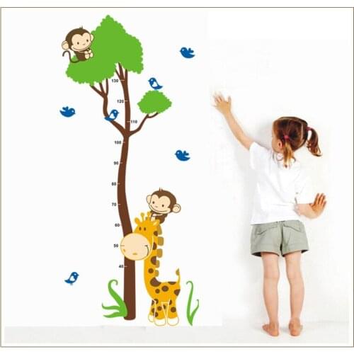 Kids Height Chart Wall Sticker Cartoon Height Ruler For Kid Room Living Room Removable WallPaper