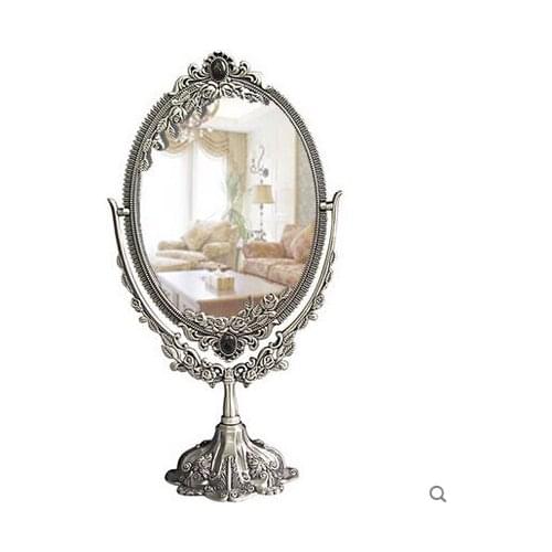 Vintage double face retrocosmetic mirror table makeup dresser desktop decorative mirror embossed makeup mirror vanity table J012