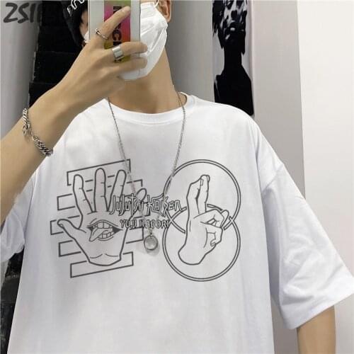 Harajuku Jujutsu Kaisen Yuji Mens tshirt Itadori Summer Cool Unisex Short Sleeve t shirt Anime Print Streetwear T-shirt Hip Hop
