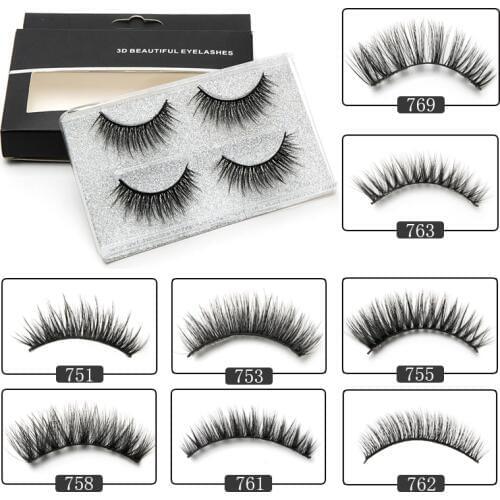 ICYCHEER 2 Pairs Natural False Eyelashes Fake Lashes Long Makeup 3d Mink Eyelashes Eyelash Extension Mink Eyelashes For Beauty