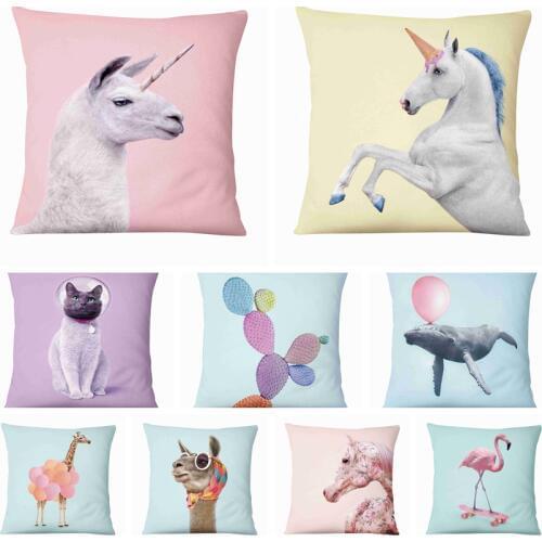 Home Pillow Decoration Super Soft Velvet Cushion Fresh Animal Printed Cushion Decorative Pillow Almofadas Decorativas Para Sofa