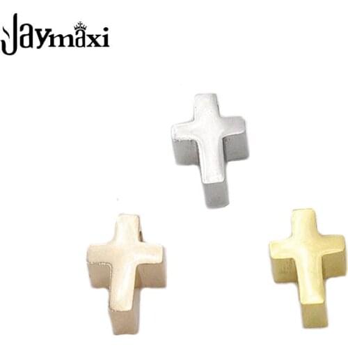 Jaymaxi Stainless Steel Cross Charm Mirror Polish Small Hole Beads DIY Jewelry Accessories 1.8mm Aperture Hand Made Findings