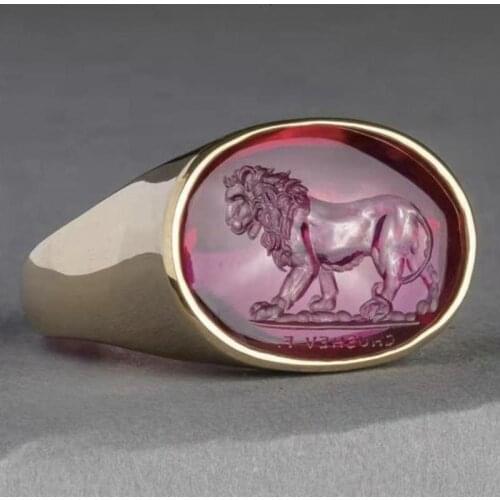 Cool Lion Ring Mens Rock Punk Ring Large Cz Stone Ring Cool Jewelry Rings Lion Party Jewelry Head Unisex Men School
