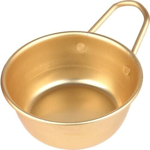 Korean Traditional Aluminum Round Rice Bowl Wine Cup with Handle for Makgeolli