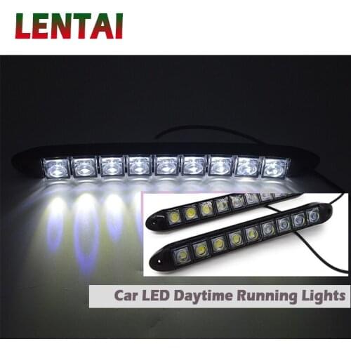 LENTAI 1Set Car Daytime Running Lights 12V 9 LED DRL Lamp For Toyota Corolla Seat Leon Jeep Renegade Skoda Fabia Rapid Renault